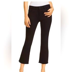 DL1961 Lara mid rise Intrascupt cropped black denim raw edge bottom size 25